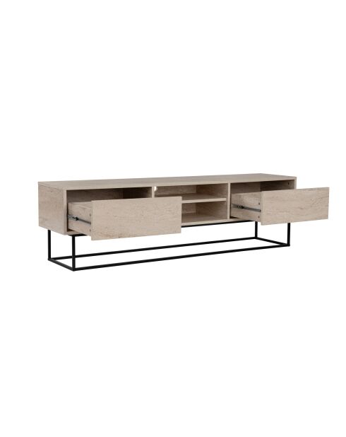 Soporte TV Evasion 180 negro/travertino - 180x50x40 cm