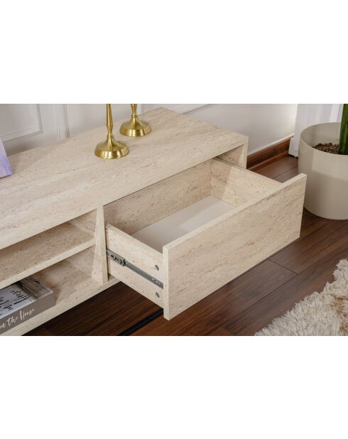 Soporte TV Evasion 180 negro/travertino - 180x50x40 cm