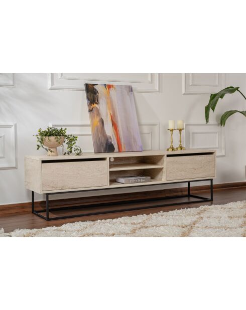 Soporte TV Evasion 180 negro/travertino - 180x50x40 cm