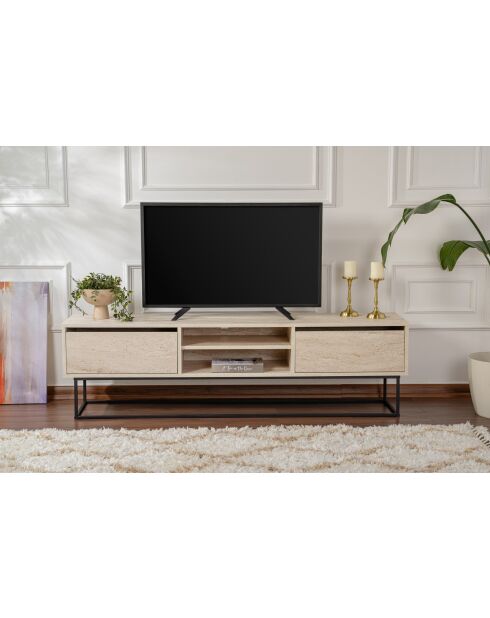 Soporte TV Evasion 180 negro/travertino - 180x50x40 cm