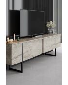 Luxuriöser TV-Ständer aus Travertin/Schwarz - 180x30x50 cm