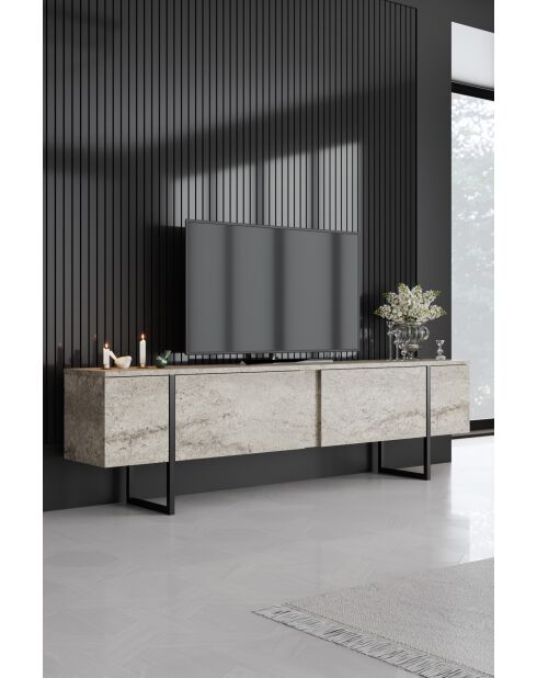 Luxe tv-meubel in travertijn/zwart - 180x30x50 cm