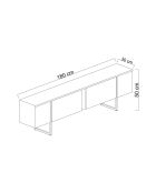 Luxuriöser TV-Ständer aus Travertin/Schwarz - 180x30x50 cm