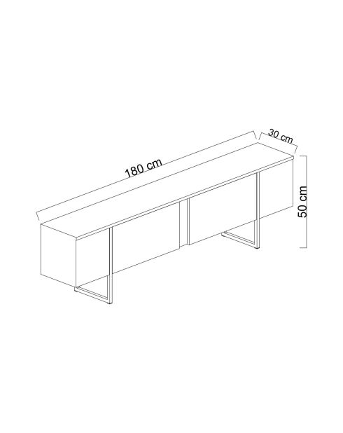 Luxuriöser TV-Ständer aus Travertin/Schwarz - 180x30x50 cm
