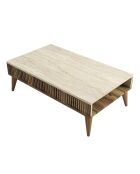 Couchtisch Milan aus Nussbaumholz/Travertin - 105x35x60 cm