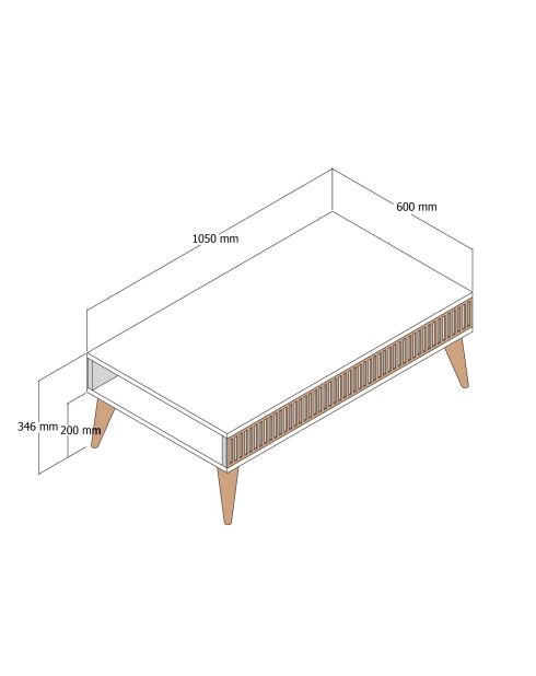 Couchtisch Milan aus Nussbaumholz/Travertin - 105x35x60 cm