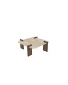 Table basse Afrolli travertin/noyer - 90x35x90 cm