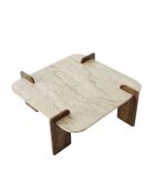 Table basse Afrolli travertin/noyer - 90x35x90 cm
