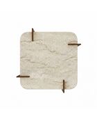 Table basse Afrolli travertin/noyer - 90x35x90 cm