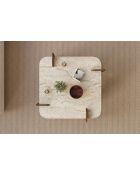 Table basse Afrolli travertin/noyer - 90x35x90 cm