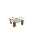 Table basse Afrolli travertin/noyer - 90x35x90 cm