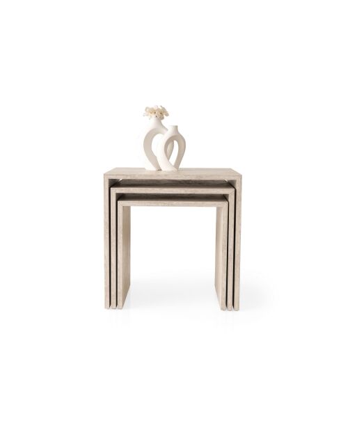 3 Tables gigognes Flex-9409 blanc cassé- 50x50x50 cm
