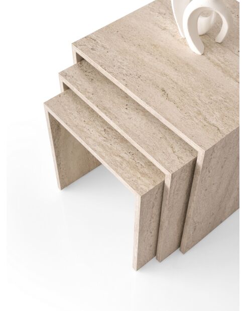 3 Tables gigognes Flex-9409 blanc cassé- 50x50x50 cm