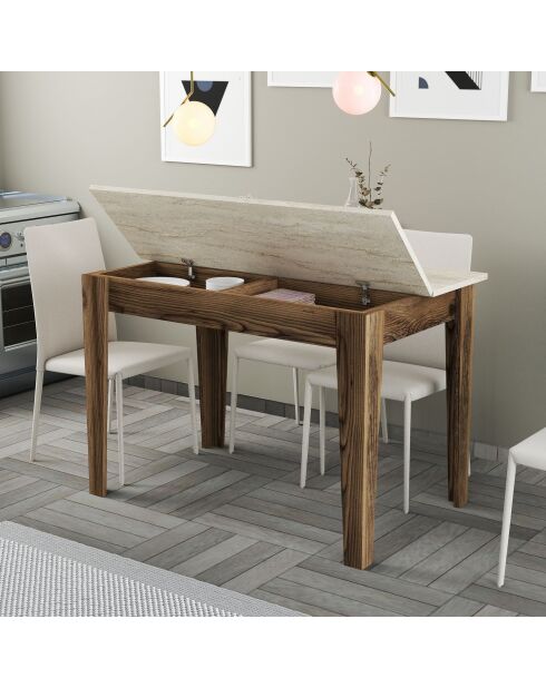 Kiev 895 Küchentisch aus Nussbaum/Travertin - 110x75x72 cm