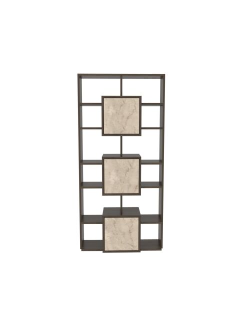 Bibliothèque Monaco noyer/travertin - 85x176x20 cm