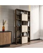 Bibliothèque Monaco noyer/travertin - 85x176x20 cm