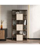 Bibliothèque Monaco noyer/travertin - 85x176x20 cm