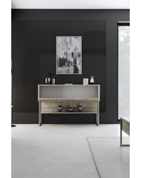 Buffet Luxe travertin/argent - 120x80x30 cm