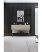 Buffet Luxe travertin/argent - 120x80x30 cm