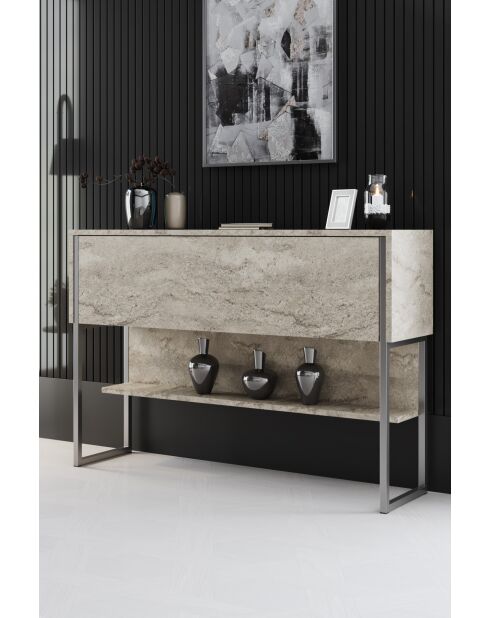Buffet Luxe travertin/argent - 120x80x30 cm