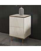 Mesita de noche Imaj travertin/dorado - 40x60x35 cm