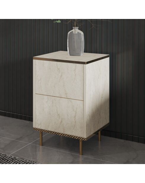 Mesita de noche Imaj travertin/dorado - 40x60x35 cm