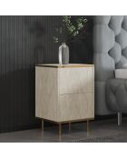 Mesita de noche Imaj travertin/dorado - 40x60x35 cm