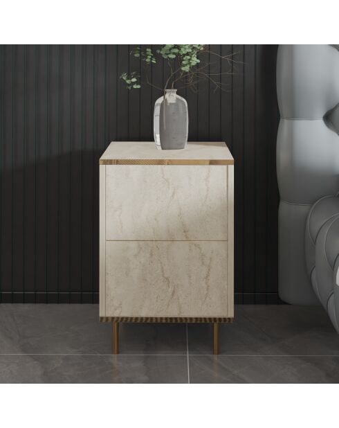 Mesita de noche Imaj travertin/dorado - 40x60x35 cm