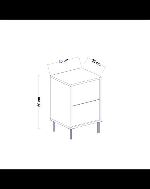 Mesita de noche Imaj travertin/dorado - 40x60x35 cm