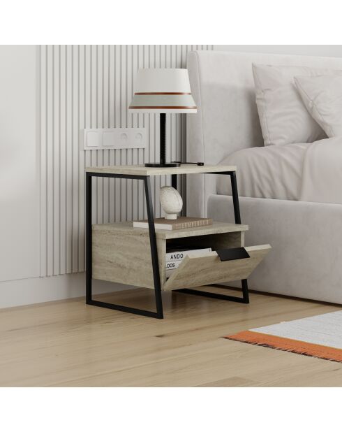 Mesita de noche Pal de travertino - 45x50x40 cm