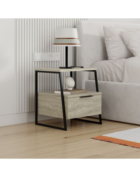 Mesita de noche Pal de travertino - 45x50x40 cm