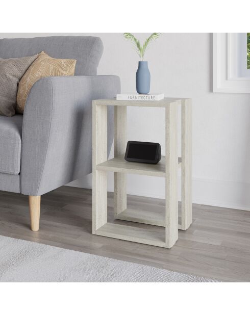 Mesita de noche de travertino Lonie - 30x55x30 cm