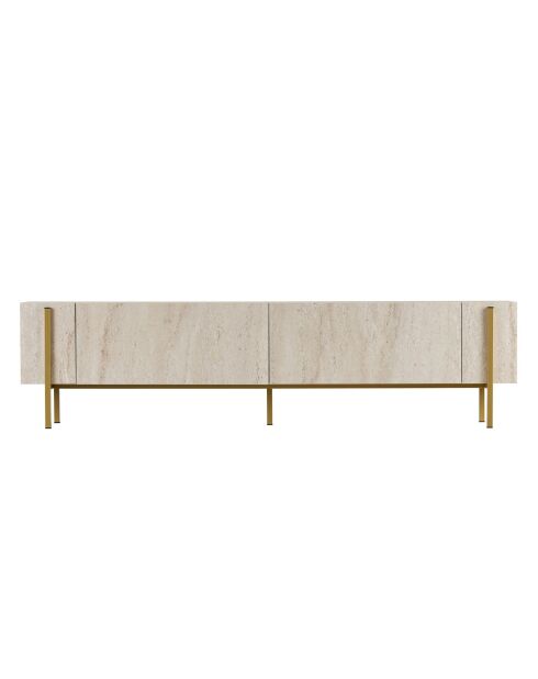 Soporte de TV Nexus en travertino/dorado - 180x30x45 cm