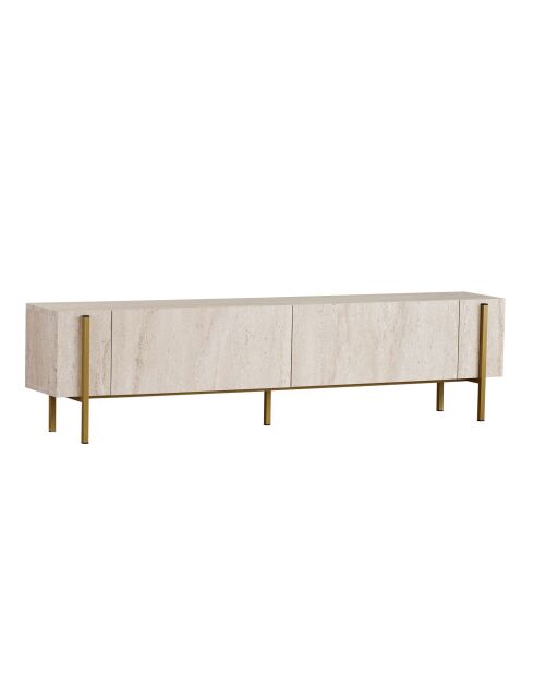 Soporte de TV Nexus en travertino/dorado - 180x30x45 cm