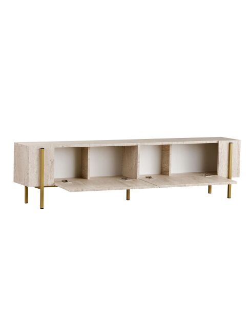 Soporte de TV Nexus en travertino/dorado - 180x30x45 cm