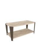 Salontafel Monaco met walnoot/travertin - 91x40x47,5 cm