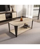 Salontafel Monaco met walnoot/travertin - 91x40x47,5 cm