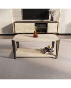 Salontafel Monaco met walnoot/travertin - 91x40x47,5 cm