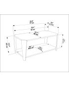 Salontafel Monaco met walnoot/travertin - 91x40x47,5 cm