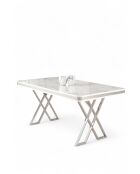 Tavolo da pranzo Vals in marmo bianco/cromo - 130x74x80 cm