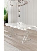 Tavolo da pranzo Vals in marmo bianco/cromo - 130x74x80 cm
