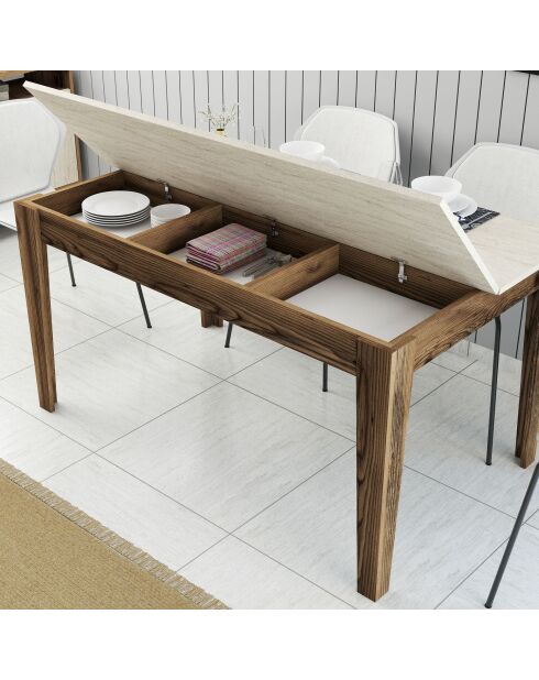 Milan 898 Esstisch aus Nussbaum/Travertin, 145 x 75 x 88 cm