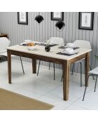 Milan 898 Esstisch aus Nussbaum/Travertin, 145 x 75 x 88 cm