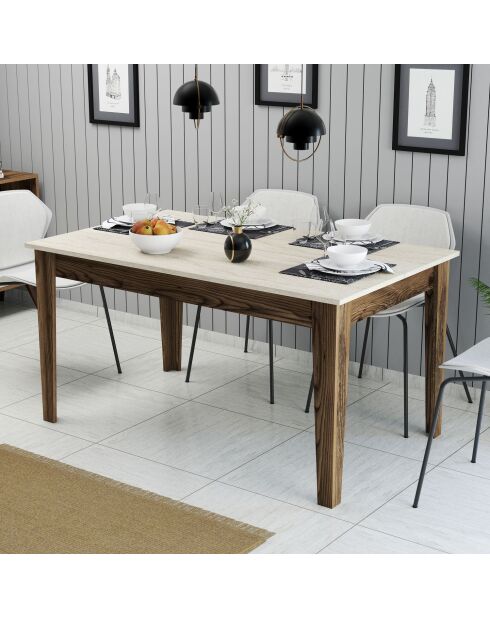 Milan 898 Esstisch aus Nussbaum/Travertin, 145 x 75 x 88 cm