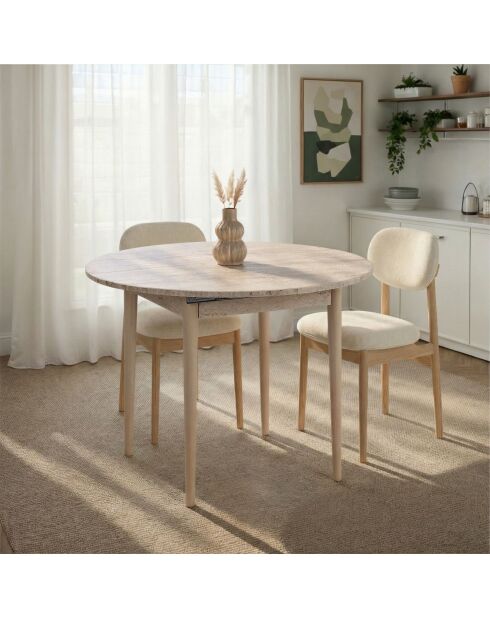 Viona Uitschuifbare eettafel travertijn/eikenhout - 100x75x100 cm
