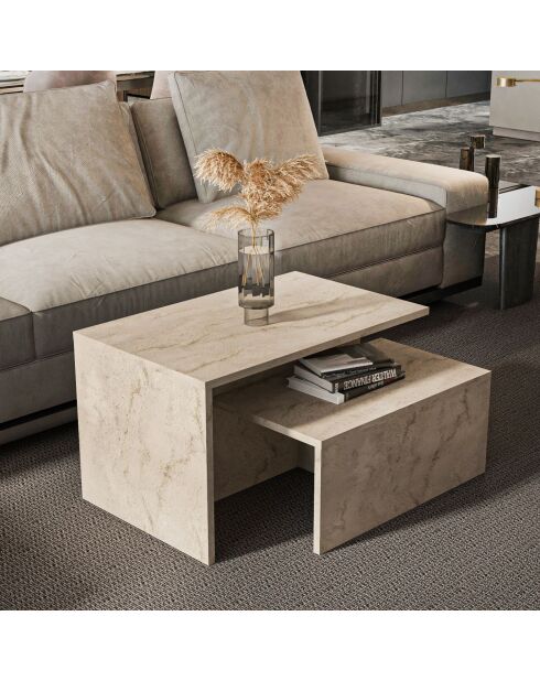 Tavolo doppio estraibile in travertino (2 pezzi) - 72x42x45 cm