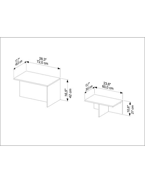 Tavolo doppio estraibile in travertino (2 pezzi) - 72x42x45 cm