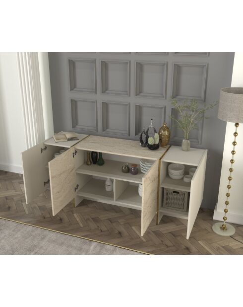Console Veyron travertin/grès - 180x75,5x46,6 cm