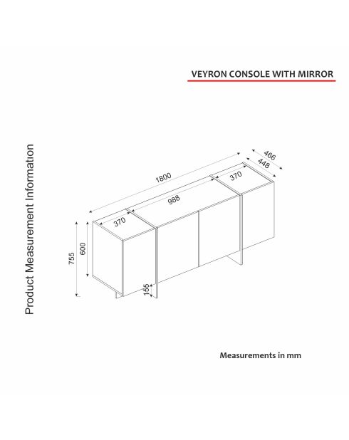 Console Veyron travertin/grès - 180x75,5x46,6 cm
