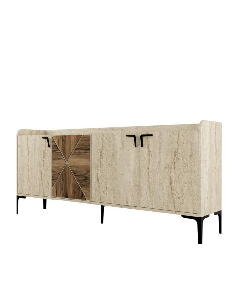 Console Venedik noyer/travertin - 180x78x35 cm